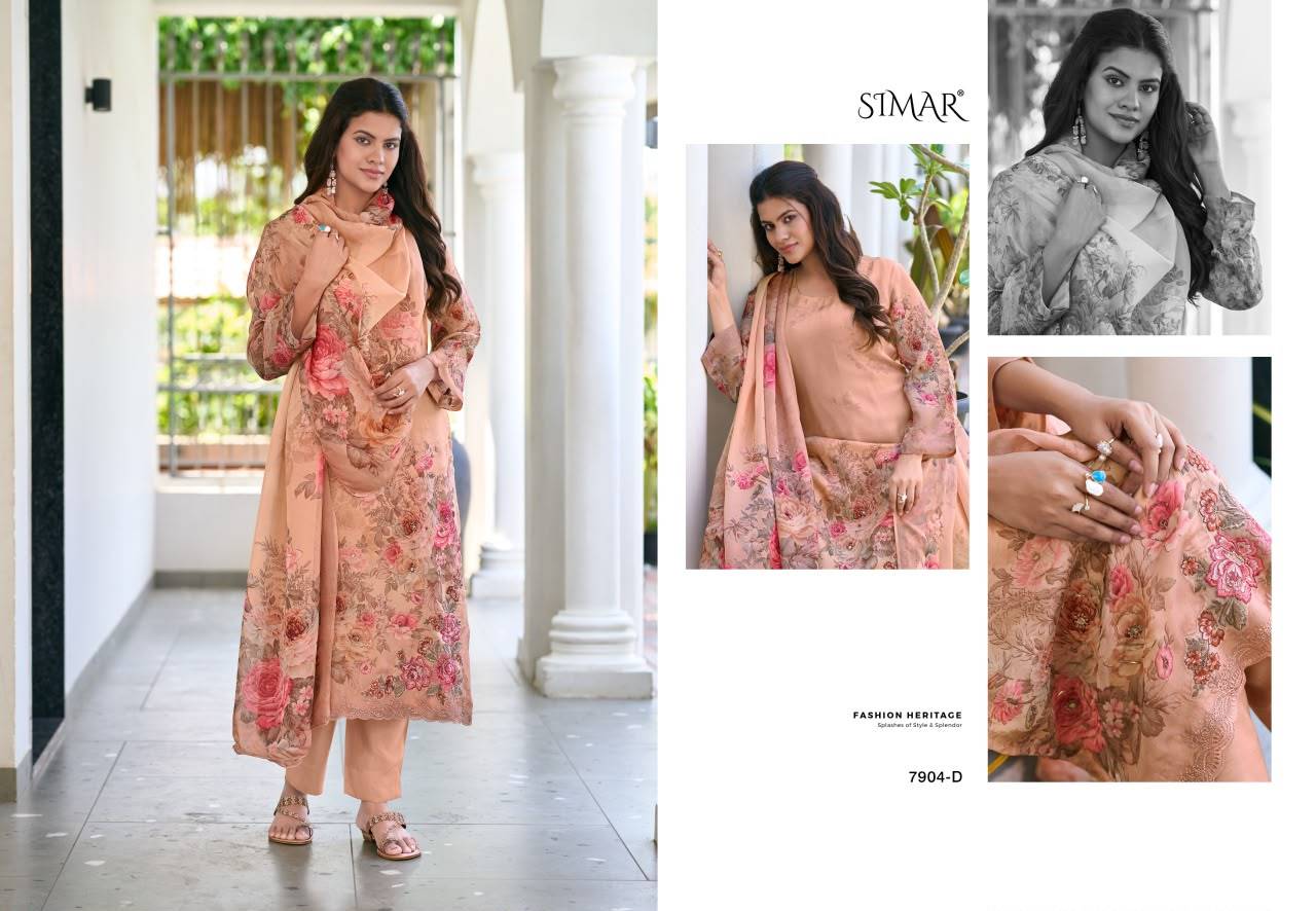 Elnaaz By Glossy 7904 Series Stylish Beautiful Colourful Twill Organza Dresses At Wholesale Price